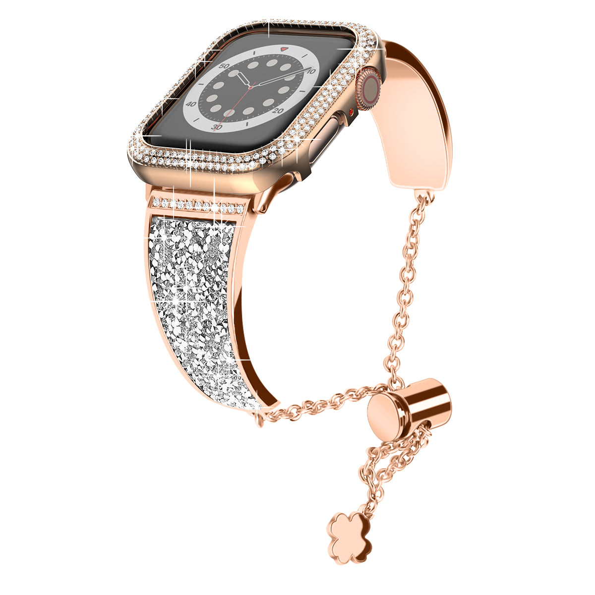 Dazzling Crystal Metal Band with Bling Bumper Case for Apple Watch 