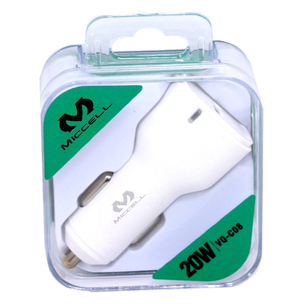 20W Car Charger QC3.0 USB-A/USB-C, White