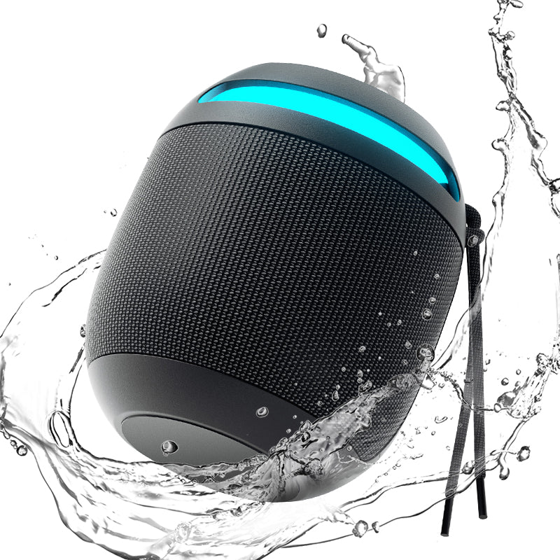 10W Mini Wireless Bluetooth Speaker Waterproof IP66 with RGB Lights, Black