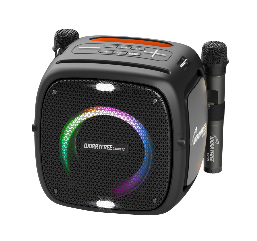 80W Portablet Bluetooth Speaker with Two Microphones, Black