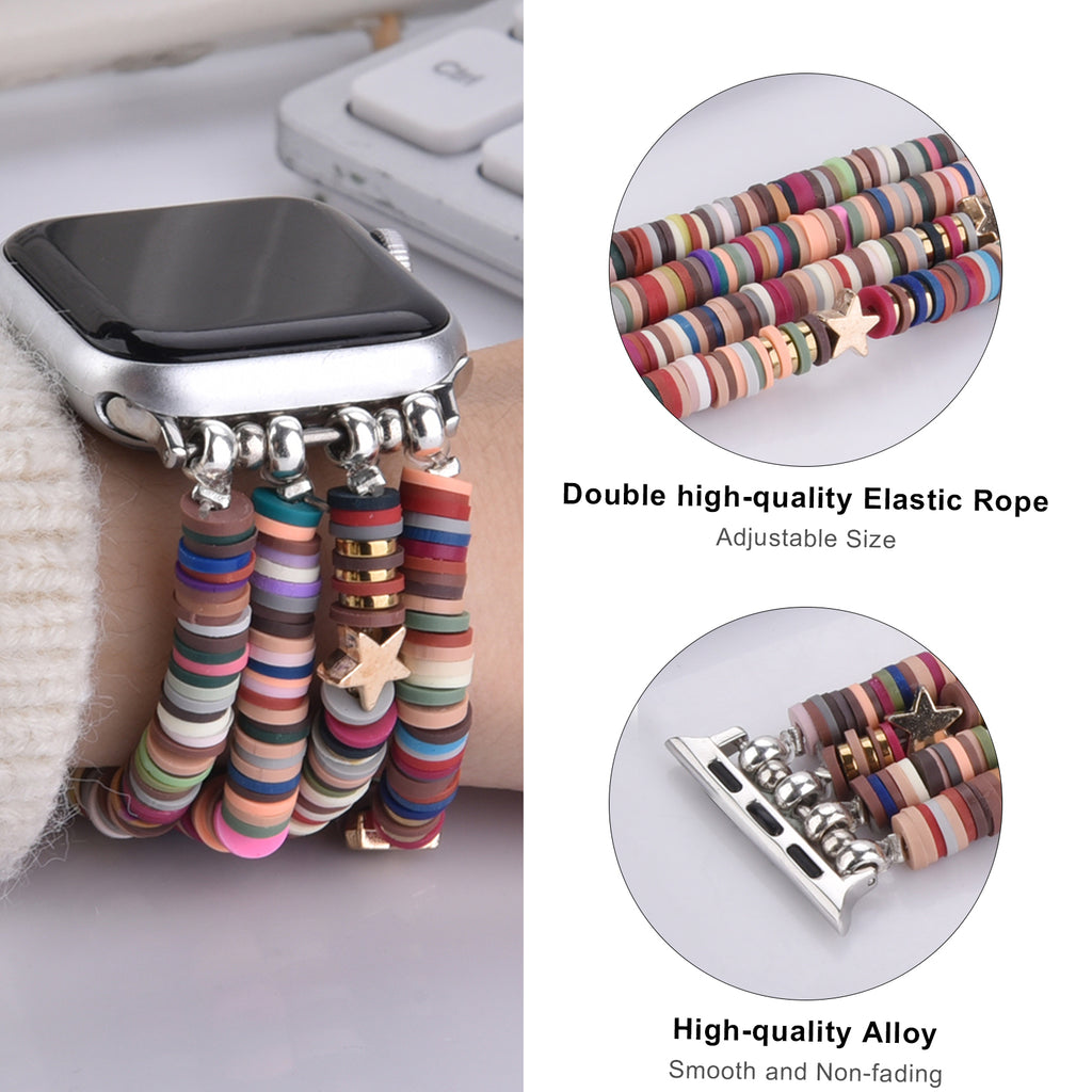 Cute Fashion Preppy Stack Handmade Elastic Band for Apple Watch Worryfree Gadgets