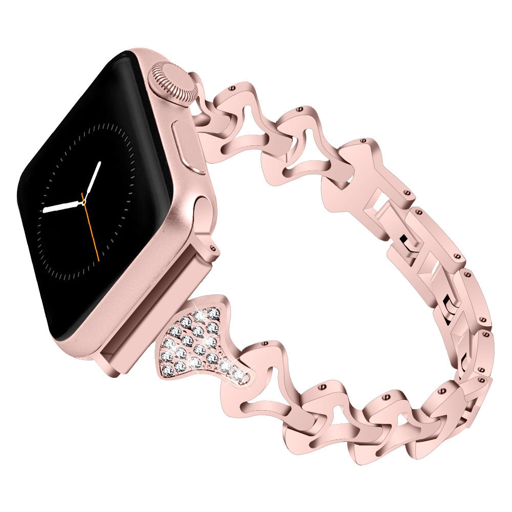 Pink metal 2025 apple watch band